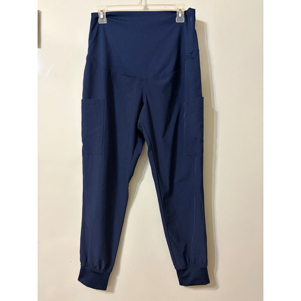 Med Couture Maternity Navy Blue Scrub Jogger Pants Womens Small Petite‎ Travel